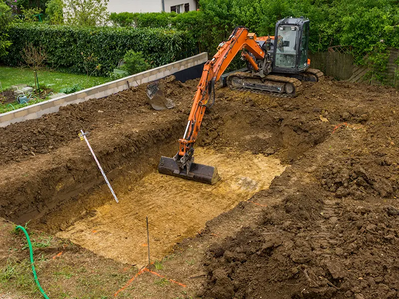 Terrassement pour une piscine